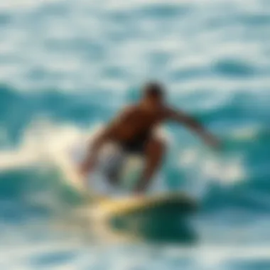 Surfer in Pristine Waters Surfer navigating through pristine waters