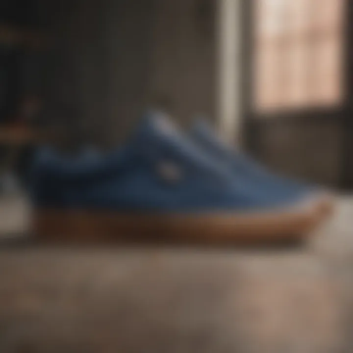 The Vans Atwood Navy Gum highlighting its superior material quality.