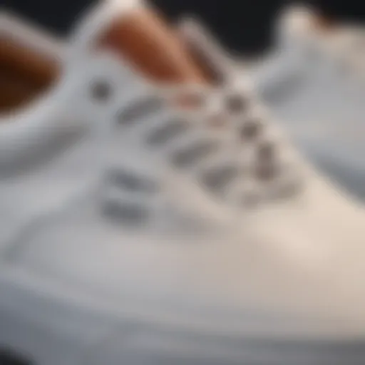 Close-up view of the Vans Era White Leather showcasing its texture and design.
