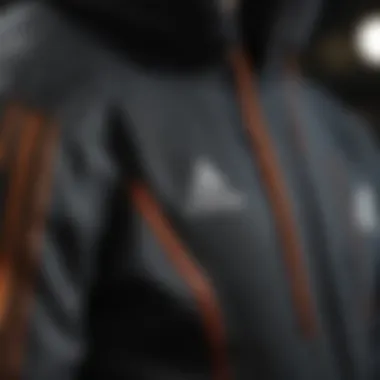 Detail view of the fabric and stitching of the Adidas hoodie