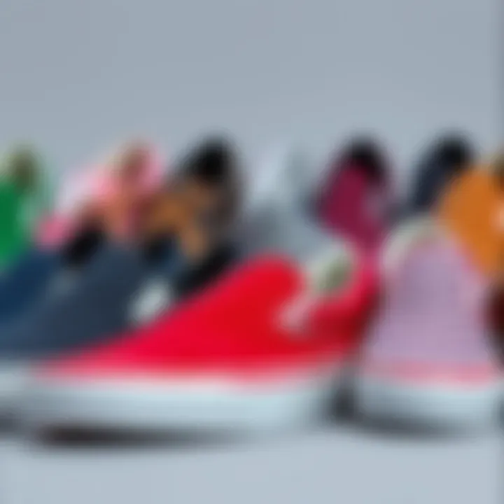 Group of Vans Slip-On shoes in various colors and patterns
