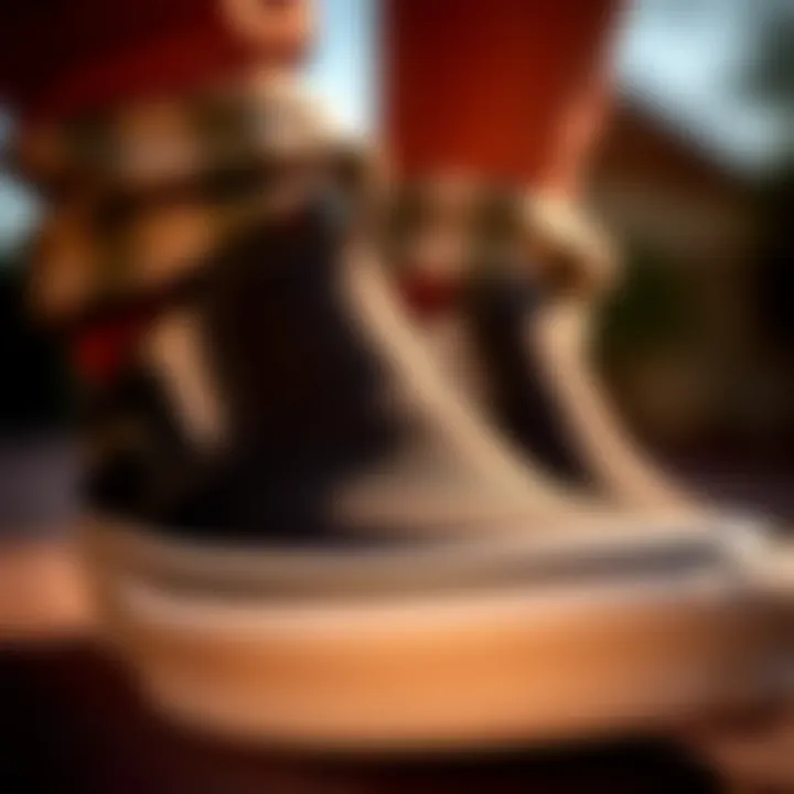 Close-up of Vans Slip-On shoes highlighting unique design elements