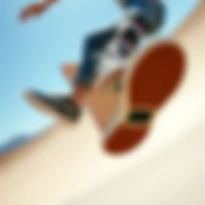 Person engaging in an extreme sport while wearing Vans Slip-On shoes