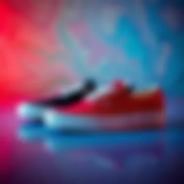 Stylish Vans Slip-On shoes showcased on a vibrant background