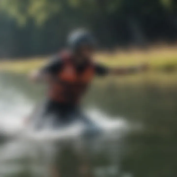 Safety practices illustrated with a wakeboarder wearing a life jacket