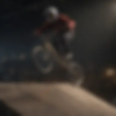 Dynamic BMX Trick in Action A dynamic BMX rider performing a trick mid-air