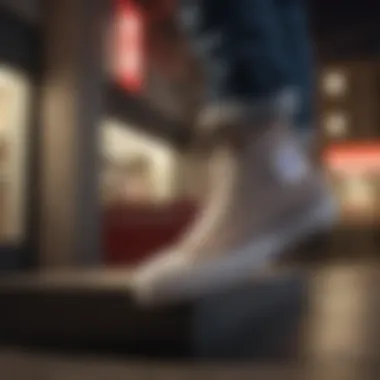 Lifestyle Integration with Chuck Taylor All Star Lift Stylish urban setting featuring the Chuck Taylor All Star Lift High Top Platform worn by an athlete, emphasizing lifestyle integration.