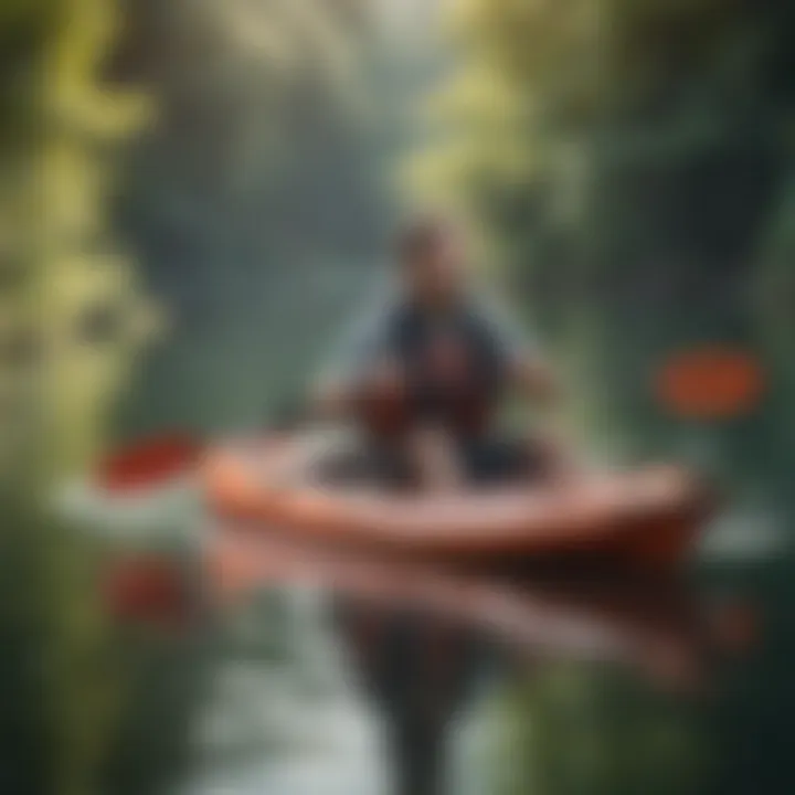 User enjoying a foldable kayak on the water