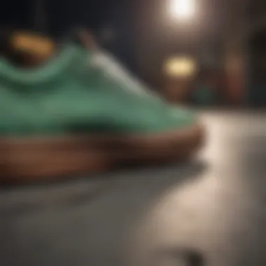 Close-up of eco-friendly materials used in skate shoe manufacturing.