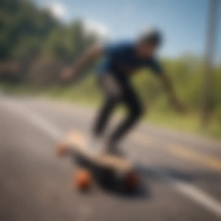 A vibrant scene of longboarding culture with riders enjoying the experience