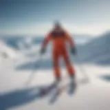 An athlete skiing through a breathtaking polar landscape