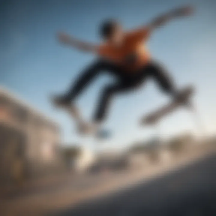 A skateboarder performing a gravity-defying trick mid-air