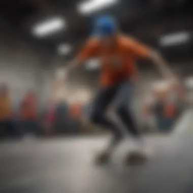 Stylish skaters wearing trendy outfits during a skateboarding session