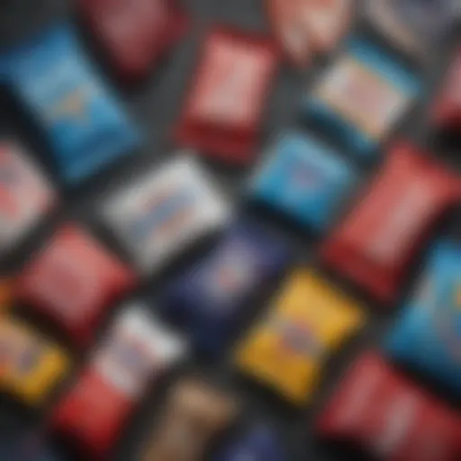A collection of vintage gum wrappers showcasing various designs and colors