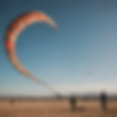 A dramatic scene of a competition showcasing diverse kite performances