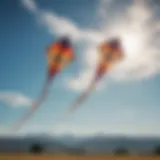 A vibrant display of traditional kites flying against a clear blue sky