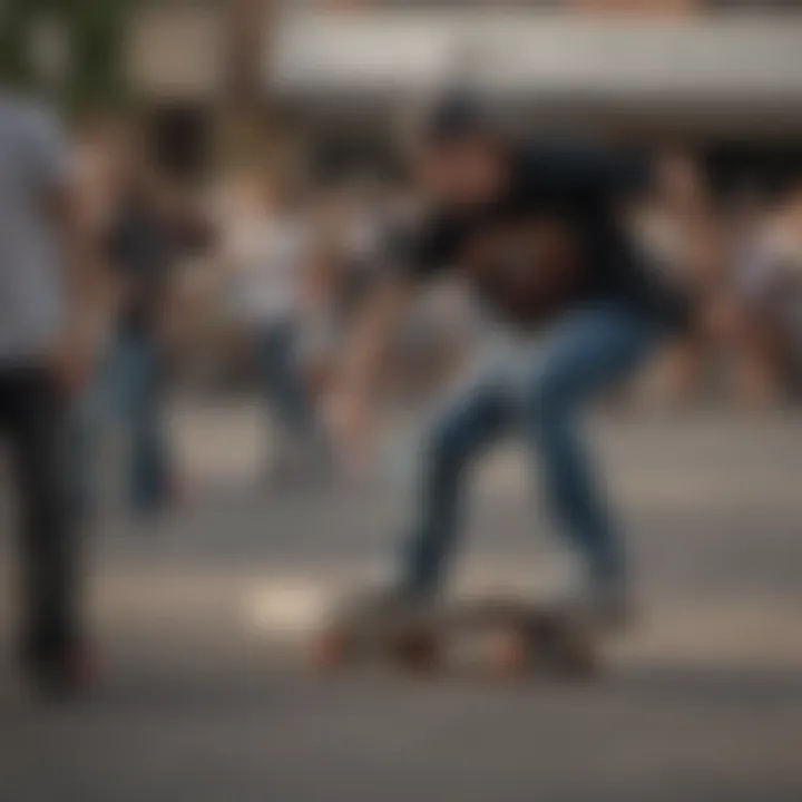 A gathering of skaters in an urban environment, embodying community spirit