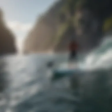 Person paddling on the Thunder Wave Paddle Board in serene waters