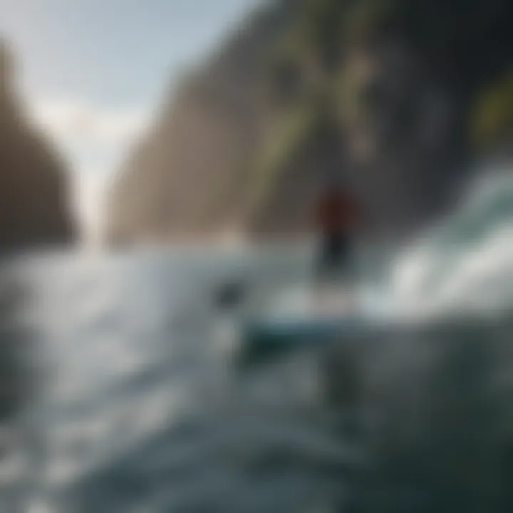 Person paddling on the Thunder Wave Paddle Board in serene waters