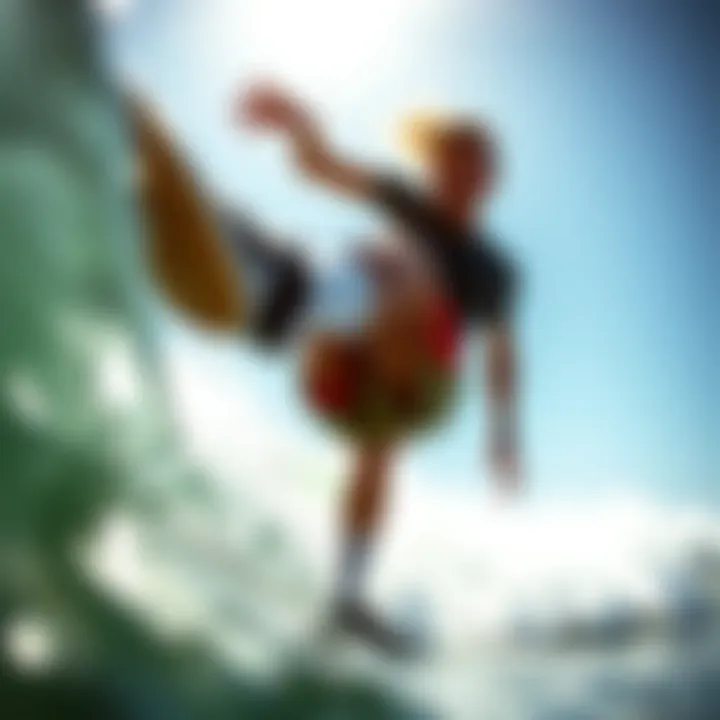 Athlete wearing Vans ankle socks while surfing