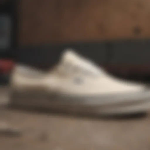 Detailed view of Vans Authentic Cream showcasing the iconic design elements