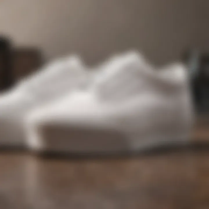 Close-up view of Vans Old Skool Stacked Leather White Platform Shoes showcasing craftsmanship