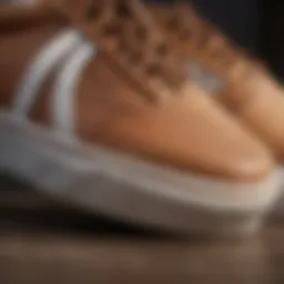 Close-up of Vans shoes featuring distinctive brown soles
