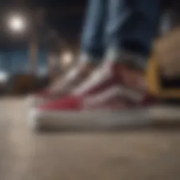 Vans Old Skool Checkered shoes on a skateboard