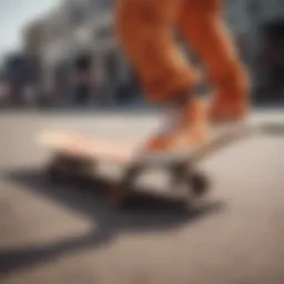 Dynamic action shot of a skateboarder wearing Vans Ultrarange Orange