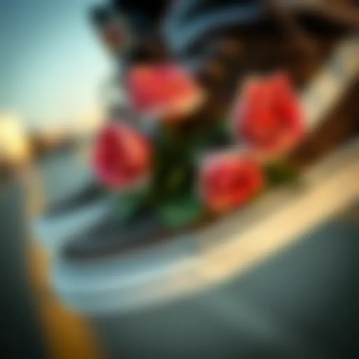 An artistic representation of the cultural significance of rose motifs in fashion.