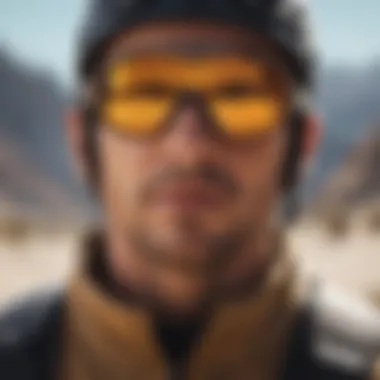 Adventurer Using Von Zipper Sunglasses Adventurer wearing Von Zipper sunglasses in extreme conditions