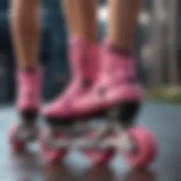 Stylish pink roller blades showcasing intricate design details