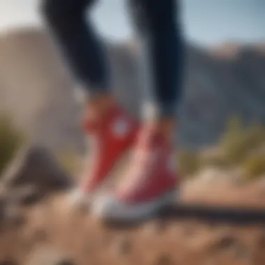 Fashionable woman pairing Converse Run Star Hike High Tops with casual attire