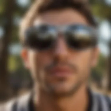 Zebra sunglasses being worn during an outdoor adventure