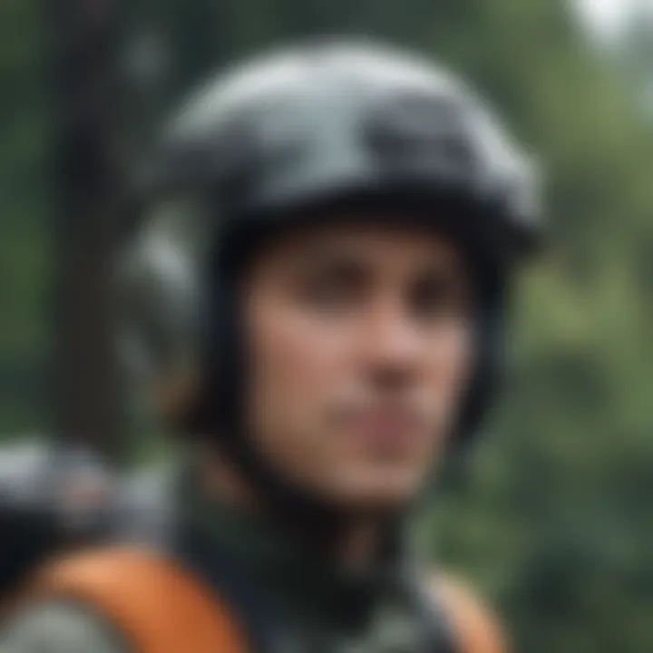 Extreme sports athlete using helmet speakers during a thrilling ride