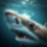 A close-up view of a shark's fin showcasing its unique structure and texture