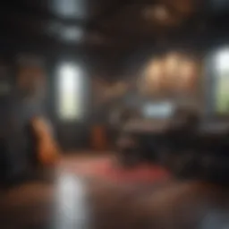 Cozy recording studio interior with instruments