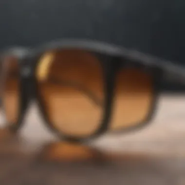 Close-up of sunglasses with protective lenses highlighting quality