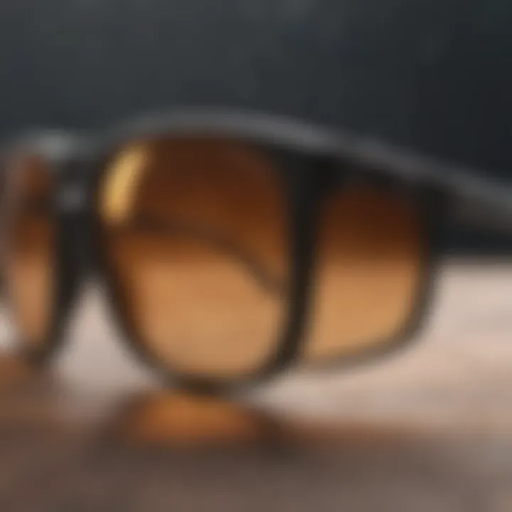 Close-up of sunglasses with protective lenses highlighting quality