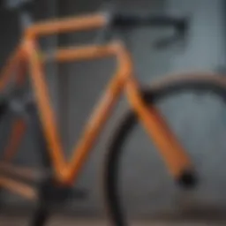 Detailed view of a fixie race bike showcasing its unique frame geometry