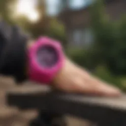 G Shock hot pink watch on a skateboarder's wrist