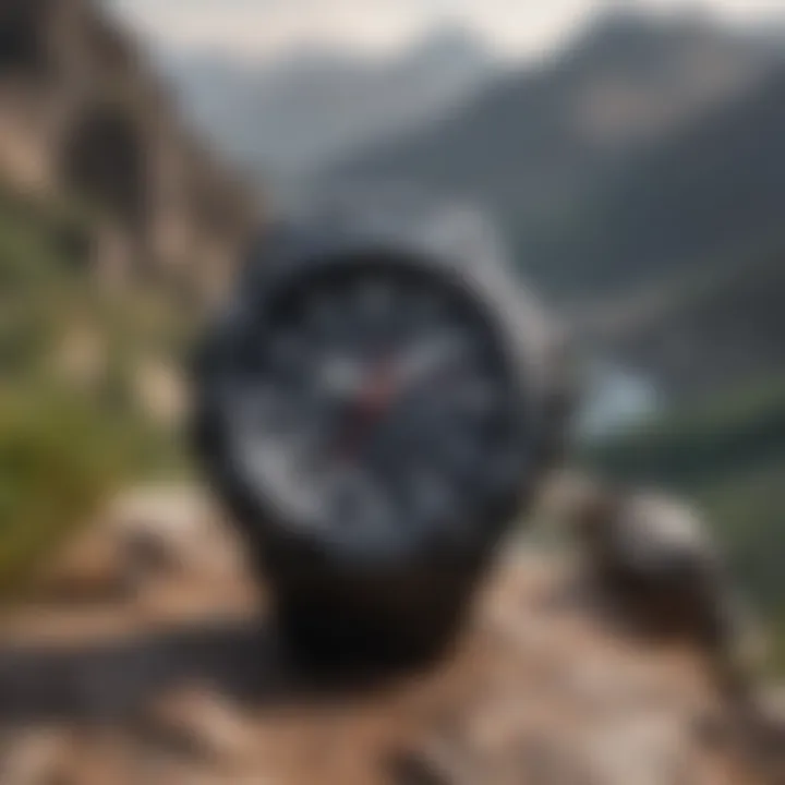 G-Shock watch displayed against a backdrop of adventure gear