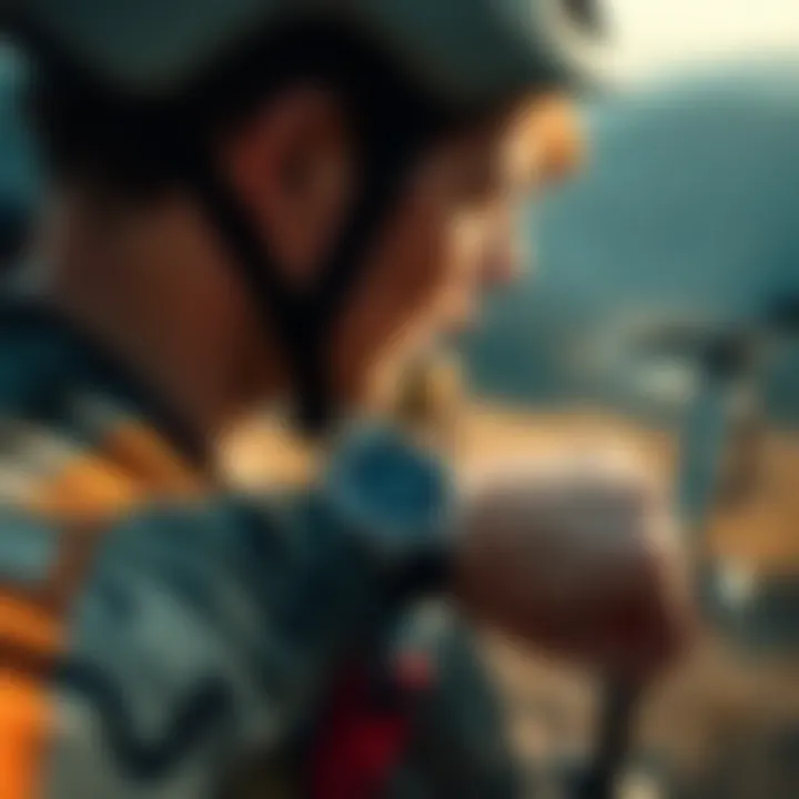 Garmin Instinct in Action During Adventure Athlete using Garmin Instinct during outdoor activity