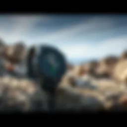 Garmin Instinct watch on a rocky terrain