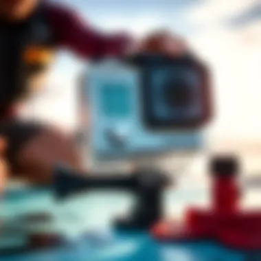 A detailed view of a GoPro paddle board mount showcasing its robust design