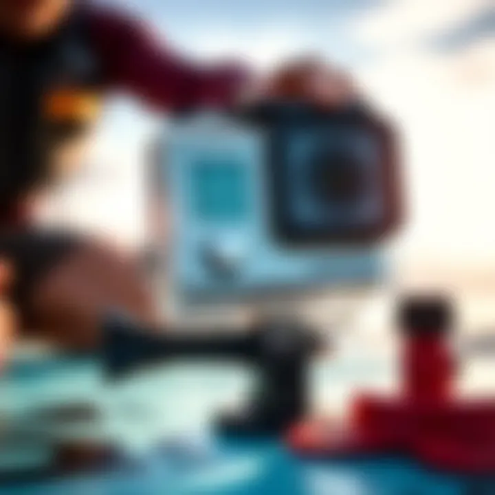 A detailed view of a GoPro paddle board mount showcasing its robust design