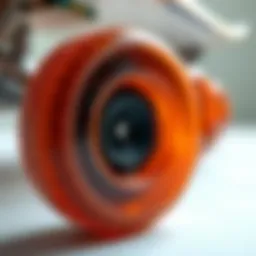 Close-up view of gummy skate wheels showcasing their texture and material