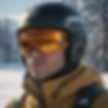 Skiing Helmet Communication System Detailed view of helmet communication system for skiing