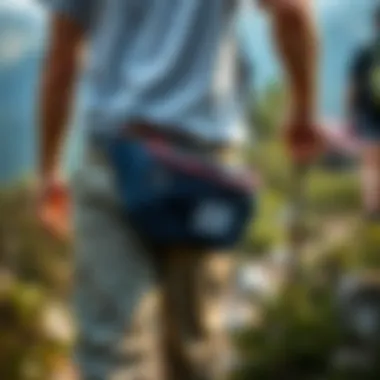 Hiking with Herschel Fanny Pack An adventure enthusiast using a Herschel fanny pack on a hiking trail