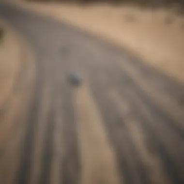 Tire Tracks of Glory: A Testament to Hoonigan Spirit An aerial view of a race track with tire marks, illustrating the aftermath of extreme driving.